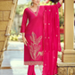 Elegant Rani Pink Color Rayon With Hand Embroidery Work Salwar Suits With Dupatta