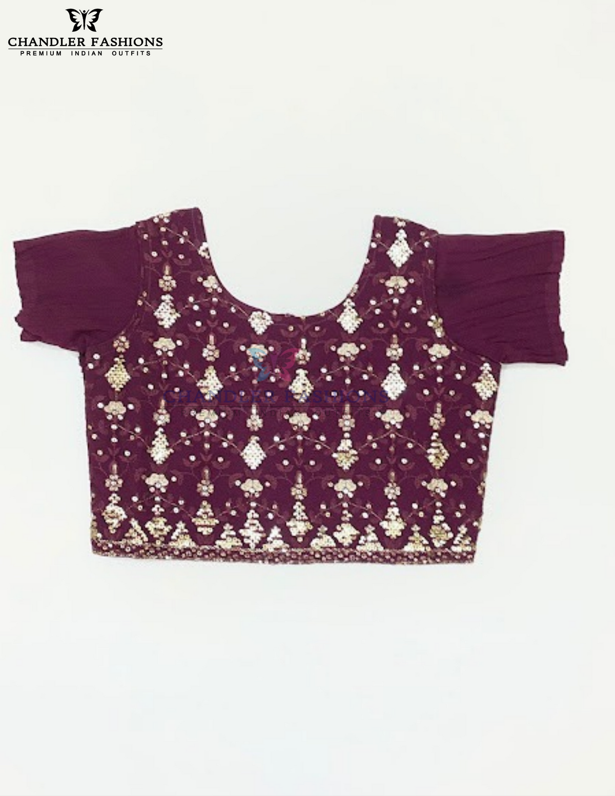 Wine Color Georgette Choli Set With Embroidery Work In Chandler