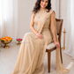 Cream Color Ready-To-Wear Drape Saree Embroidery And Sequins Work In Mesa