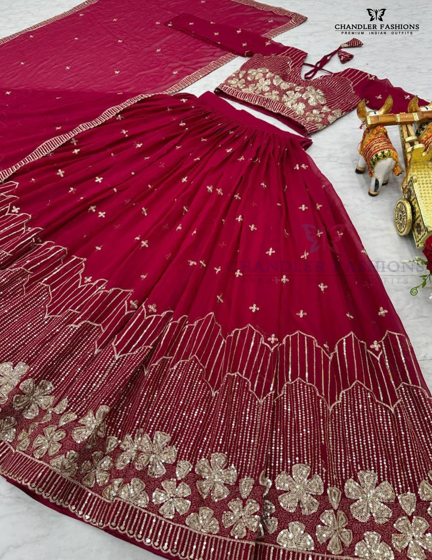 Georgette With Sequins Embroidery Work Lehenga In USA