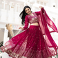 Magnificent Red Color Georgette With Sequins Embroidery Work Lehenga Choli For Women