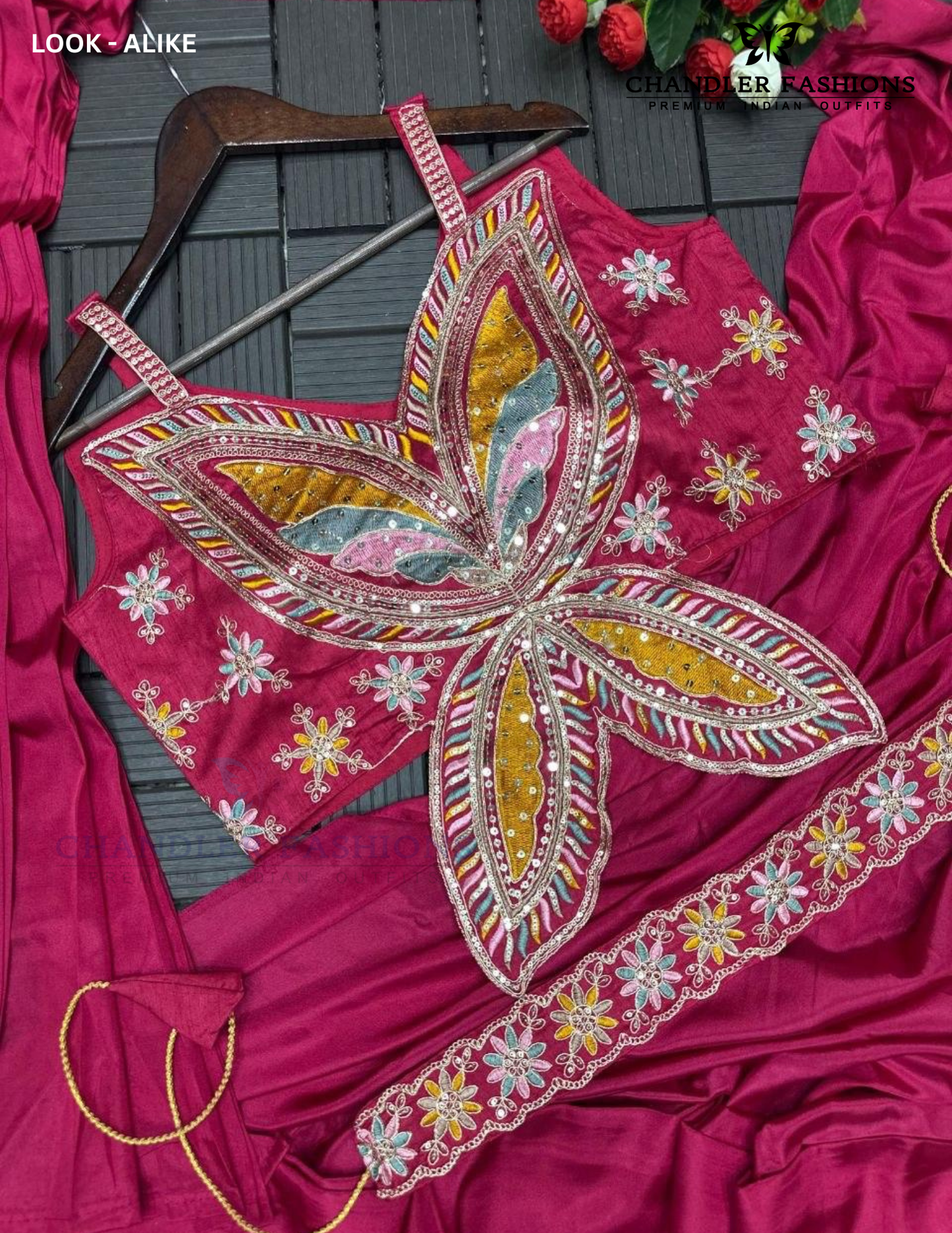 Red Color Ready To Wear Saree With Embroidery Work In USA