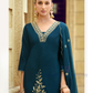 Teal Blue Color Embroidery Work Salwar Suits Near Me