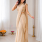 Pretty Cream Color Ready-To-Wear Geogatte Drape Saree Embroidery And Sequins Work Near Me