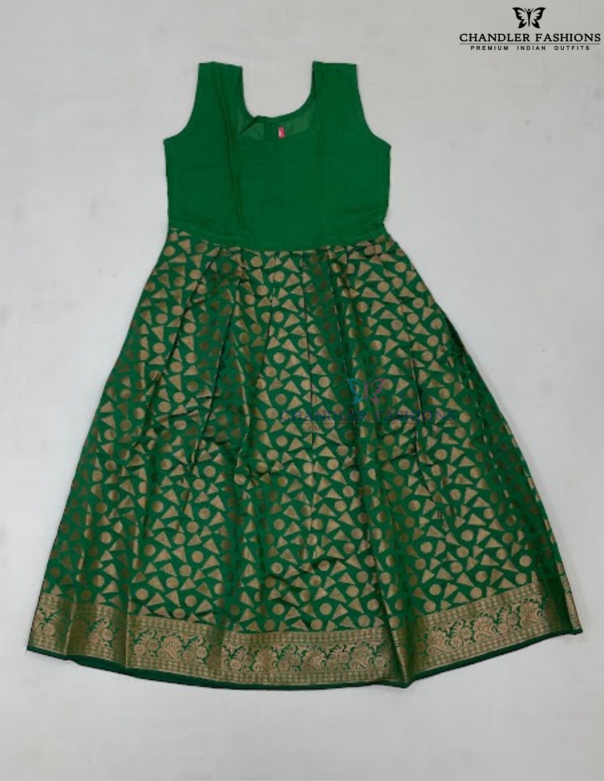 Pink and Green Color With Zari Work Langa Sets In Douglas