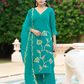 Elegant Bluish Green Color Rayon With Sequins And Thread Work Salwar Suits With Dupatta
