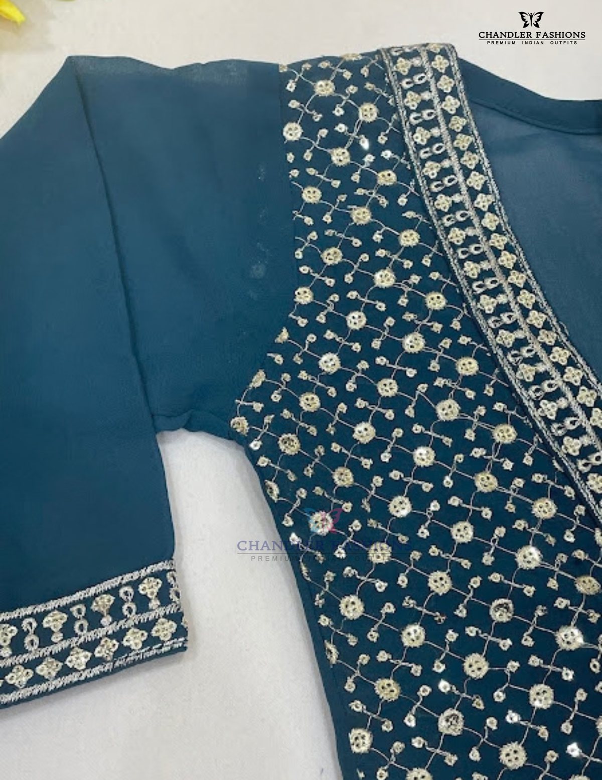 Blue Color Kurti Suits With Embroidery And Sequins Work In Yuma