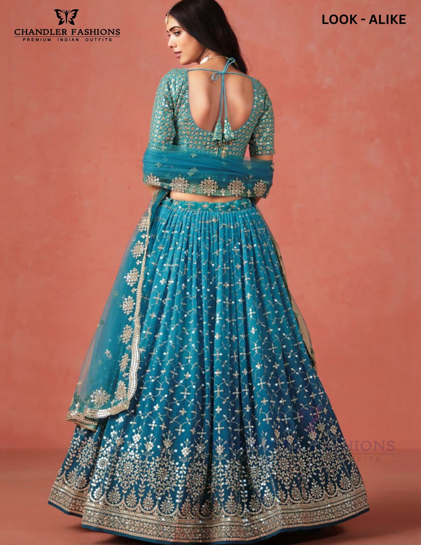 Blue Color Georgette With Sequins Work Lehenga In Yuma