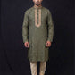 Elegant Mehendi Green Color Brocade With Embroidery Work Kurta Suits For Men
