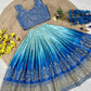 Blue Color Embroidery And Sequins Work Choli With Dupatta In Temple