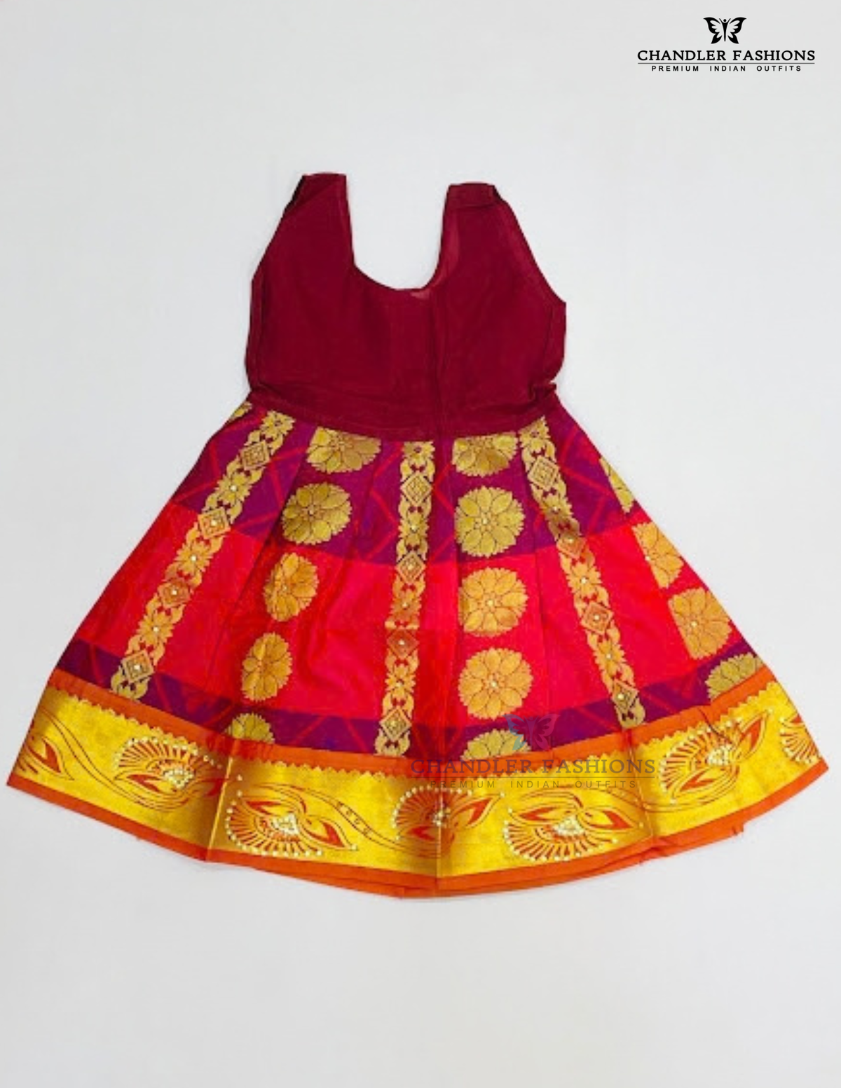 Golden Orange Color Art Silk Langa Set In Tempe