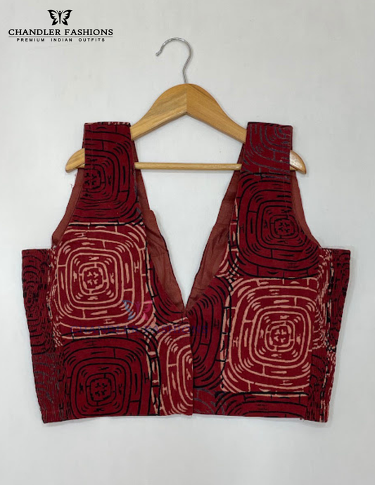 Elagant Maroon Color Cotton Readymade Blouse For Women