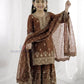Lovely Brown Color Georgette Embroidery Work Sharara Suit Near Me