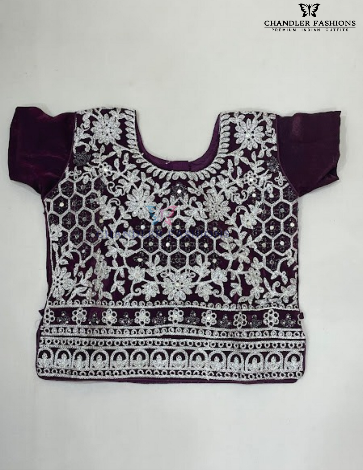 Wine Color Choli Set With Embroidery And Mirror Work In Tempe