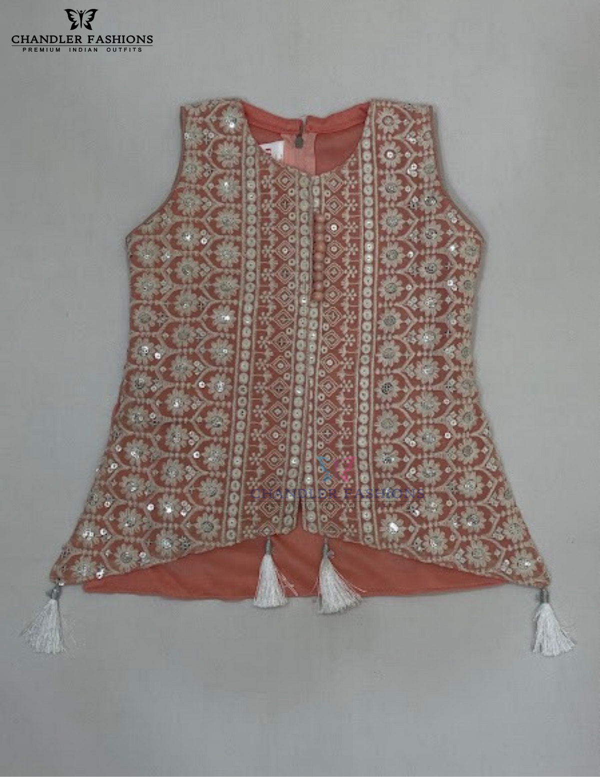 Peach Color Palazzo Suits With Heavy Embroidery Work In Mesa