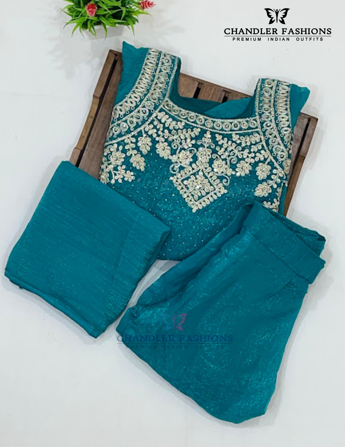 Teal Green Color Sharara Suit With Embroidery Work In USA
