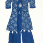 Stunning Teal Blue Color Georgette Palazzo Suits With Embroidery And Sequins Work For Kids Girls