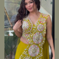 Lime Green Color Georgette With Embroidery And Sequins Work Ready To Wear Saree Near Me