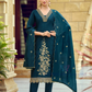 Charming Teal Blue Color Rayon With Hand Embroidery Work Salwar Suits With Dupatta
