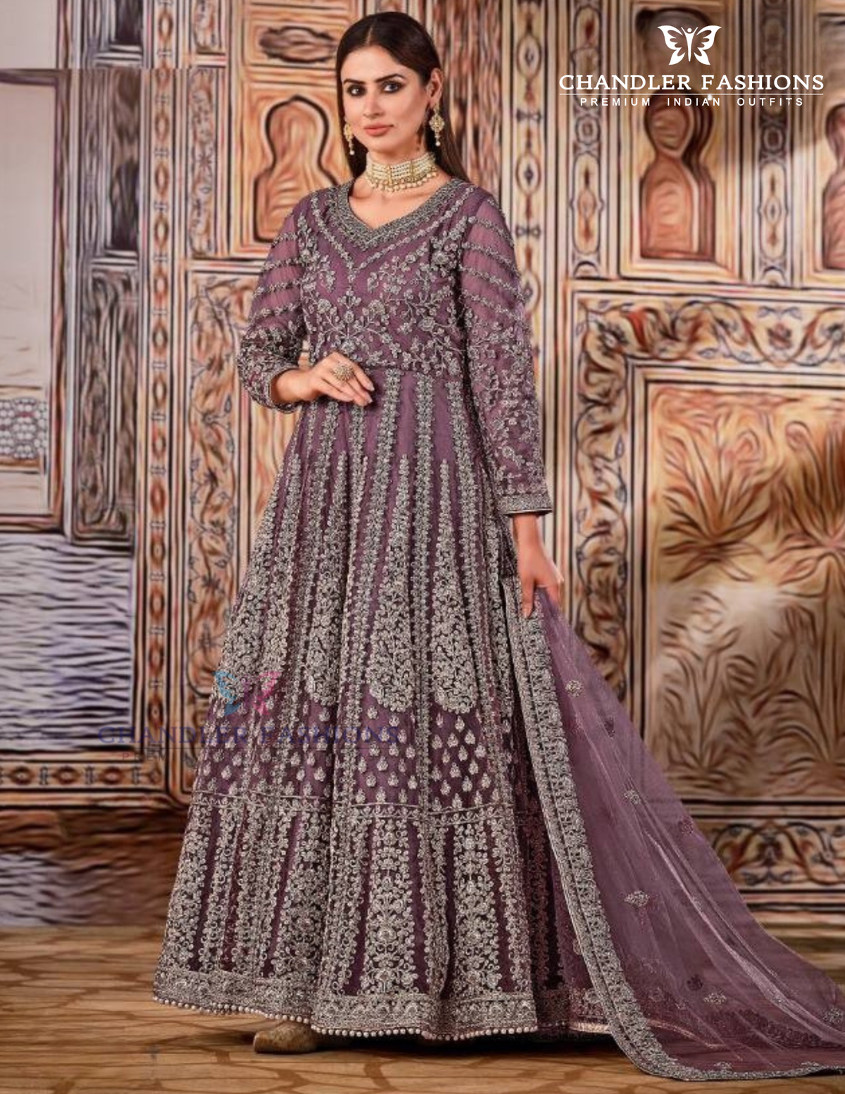 Amazing Light Purple Color Butterfly Net With Embroidered Anarkali Suit For Women
