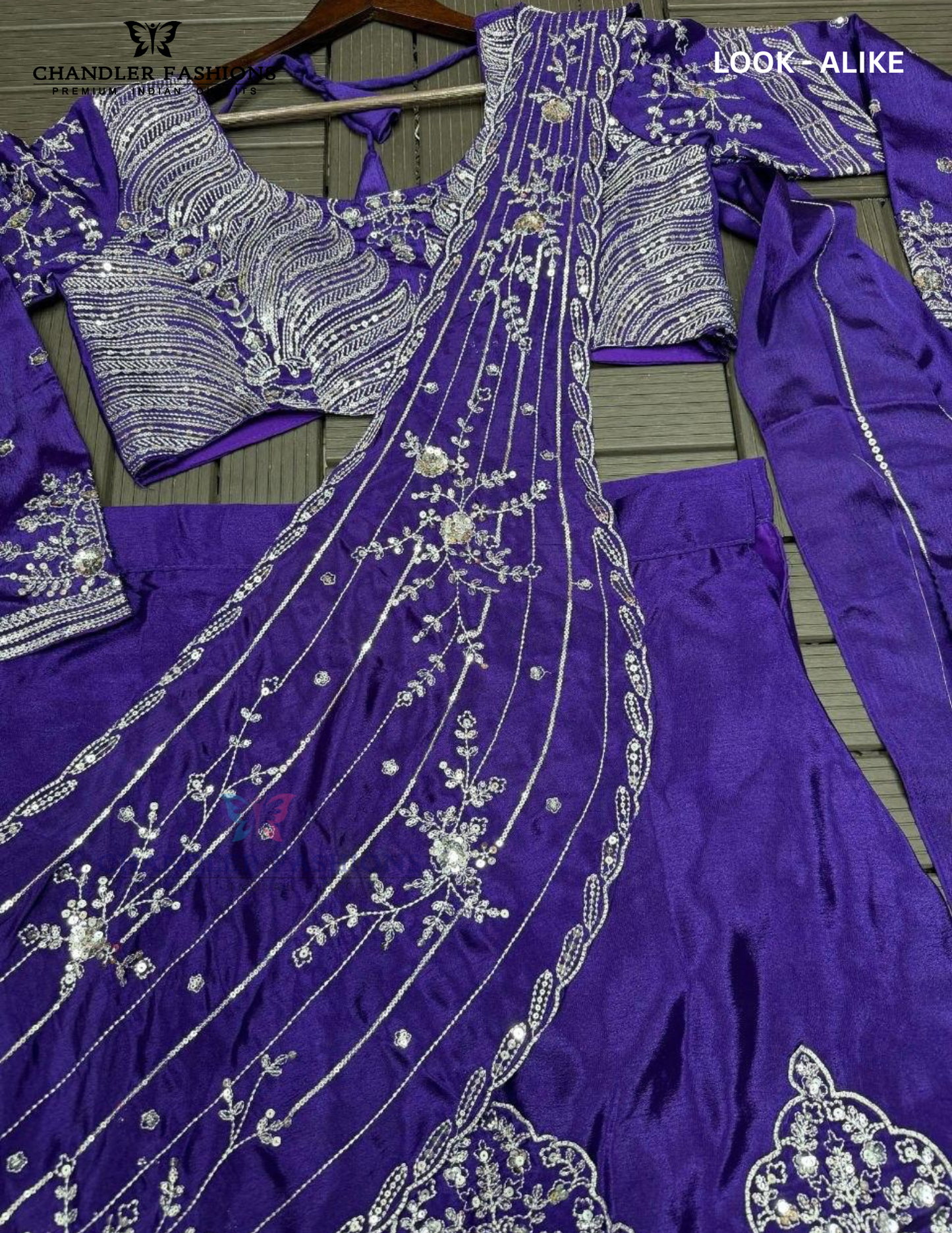Exquisite Purple Color Chinon Ready To Wear Saree With Embroidery Work Near Me