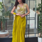 Stunning Lime Green Color Georgette With Embroidery And Sequins Work Ready To Wear Saree