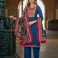 Appealing Blue Color Cotton With Printed Work Salwar Suits With Dupatta