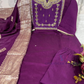 Purple Color Roman Silk Embroidery Work Kurti Suits Near Me