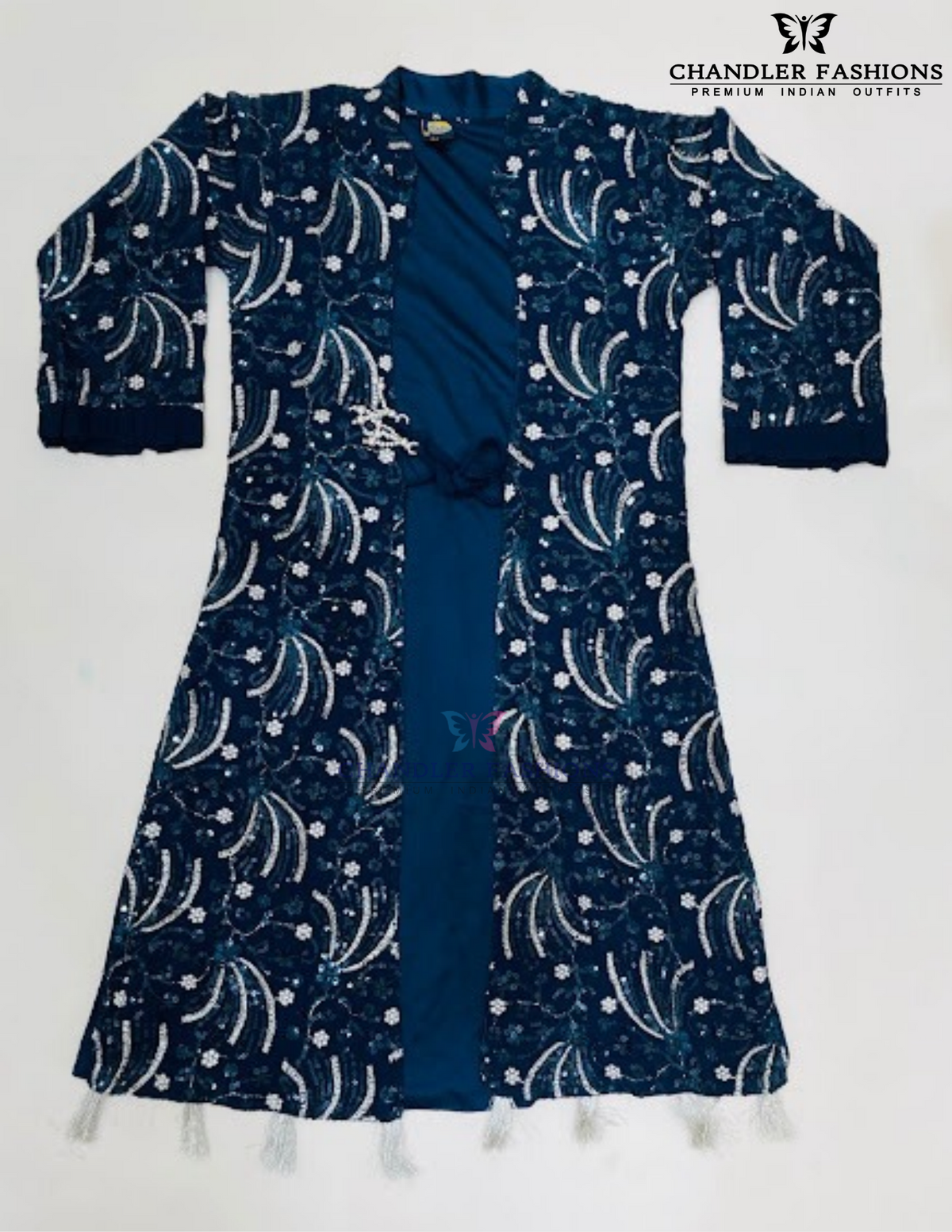 Teal Blue Color Georgette Palazzo Suits With Sequins Work In Suncity