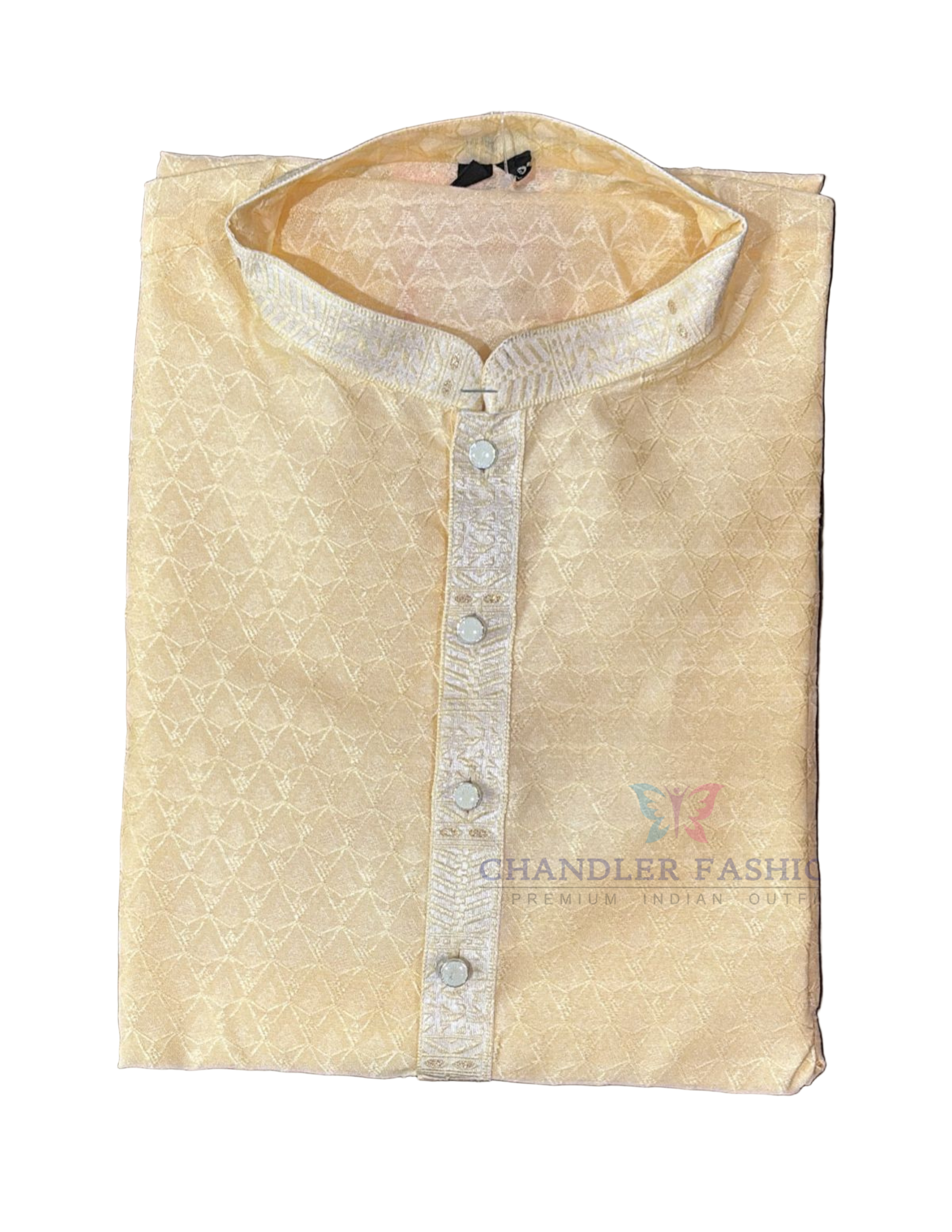 Pretty Cream Color Embroidery Work Kurta Suits For Men