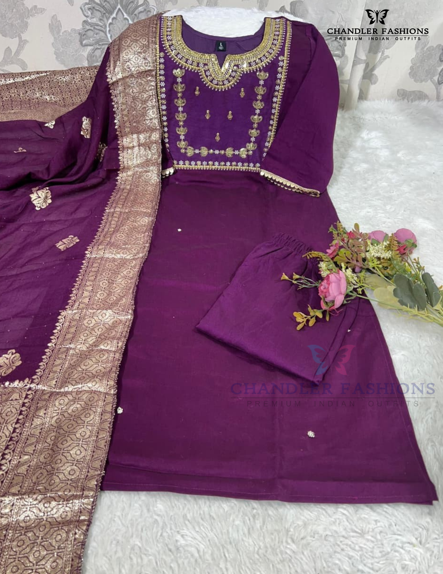 Elegant Purple Color Roman Silk With Sequins And Embroidery Work Kurti Suits For Women
