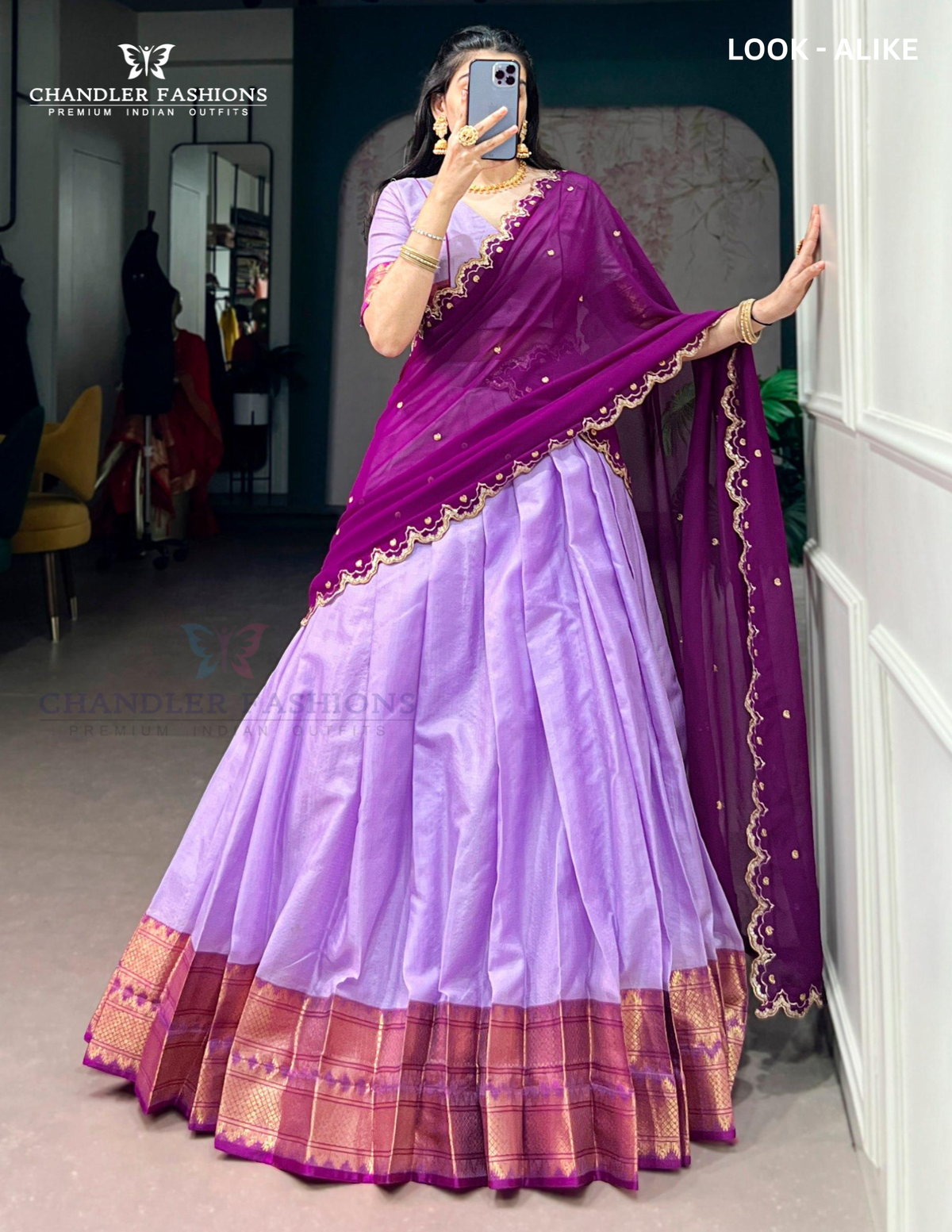 Lavender Color Kanchi Silk With Traditional Lehenga Choli With Dupatta Near Me