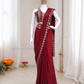 Maroon Color Drape Saree Foil Embroidery Border Matching Embellished Belt Work In Sedona
