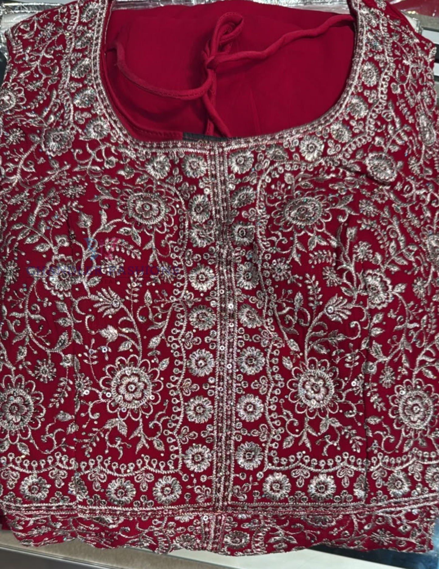 Beautiful Red Color Georgette With Embroidery And Sequins Work Sharara Suit For Women