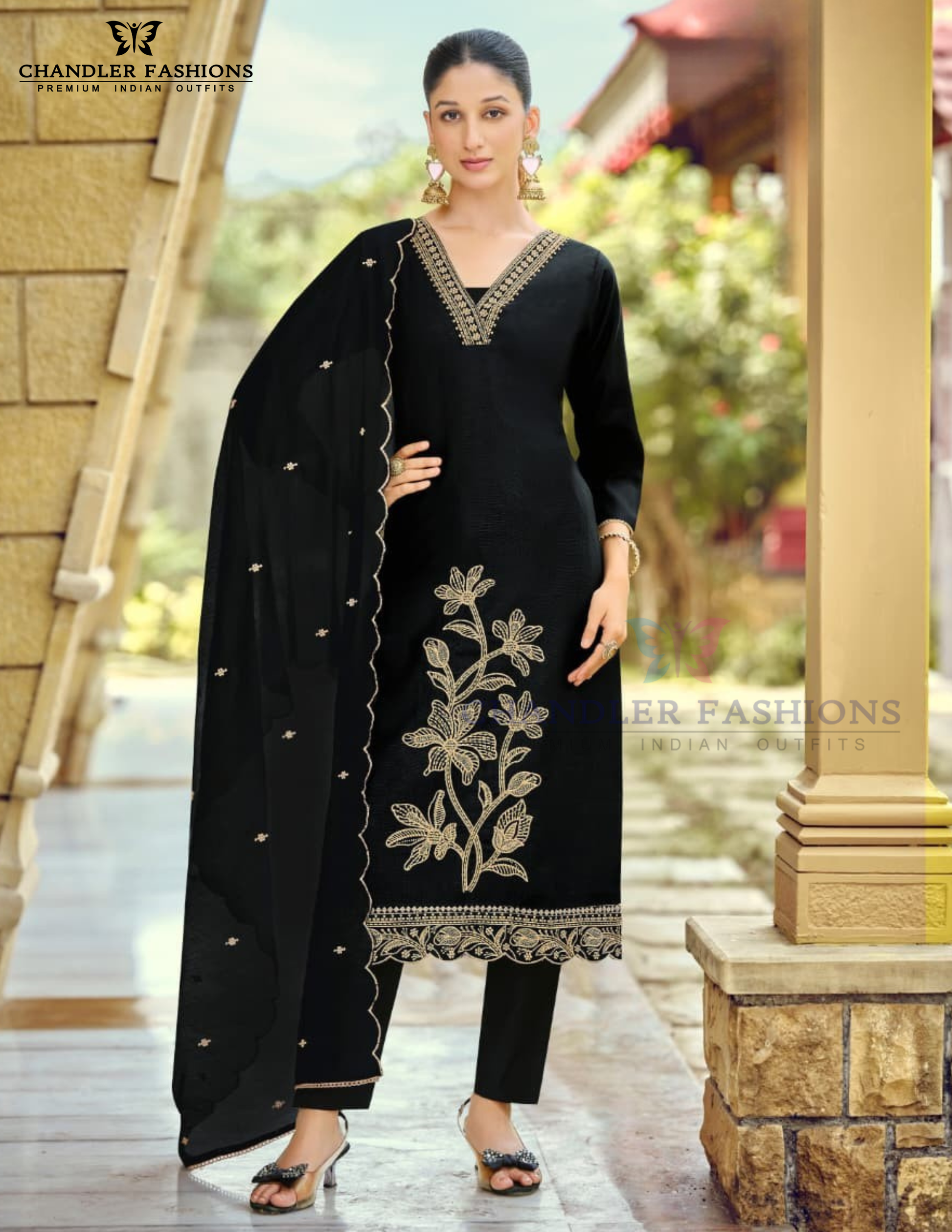 Stunning Black Color Rayon With Hand Embroidery Work Salwar Suits With Dupatta