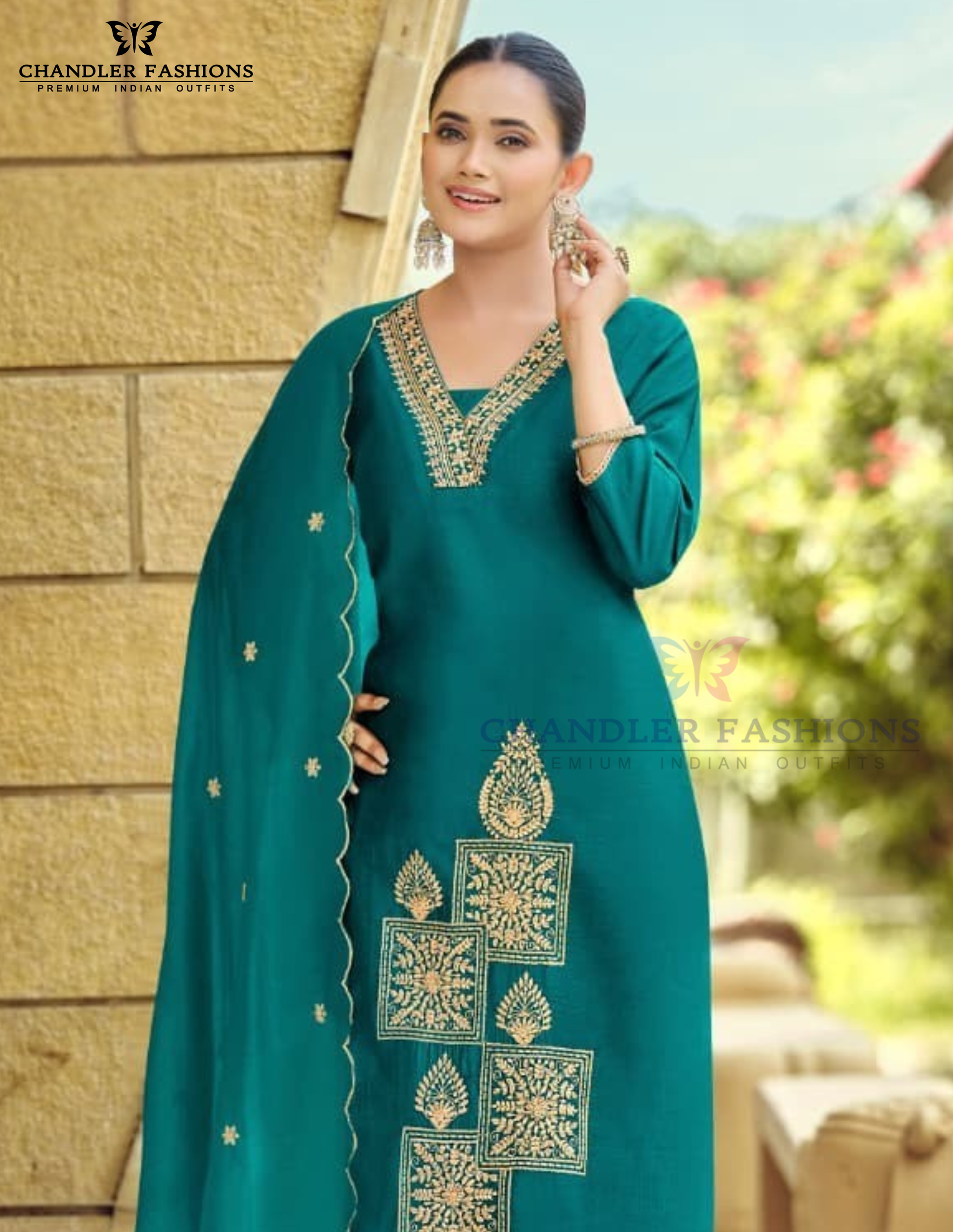 Green Color Embroidery Work Salwar Suits Near Me