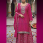 Attractive Pink Color Chinon With Embroidery Work Palazzo Suits For Women