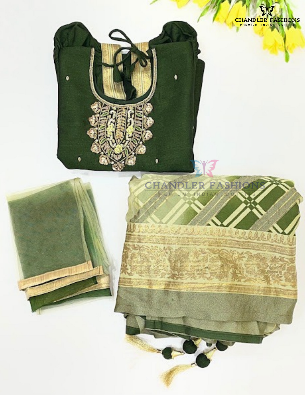 Stunning Green Color Georgette Choli Set With Embroidery And Stones Work Near Me