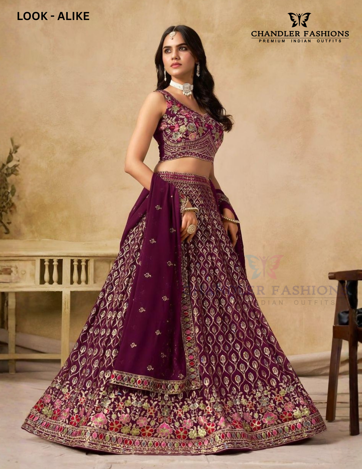 Wine Georgette Bridal Lehenga Choli In Surprise