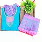 Sky Blue And Pink Color Art Silk With Stones Work Langa Set In USA