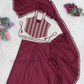 Maroon Color Drape Saree Foil Embroidery Work In Mesa