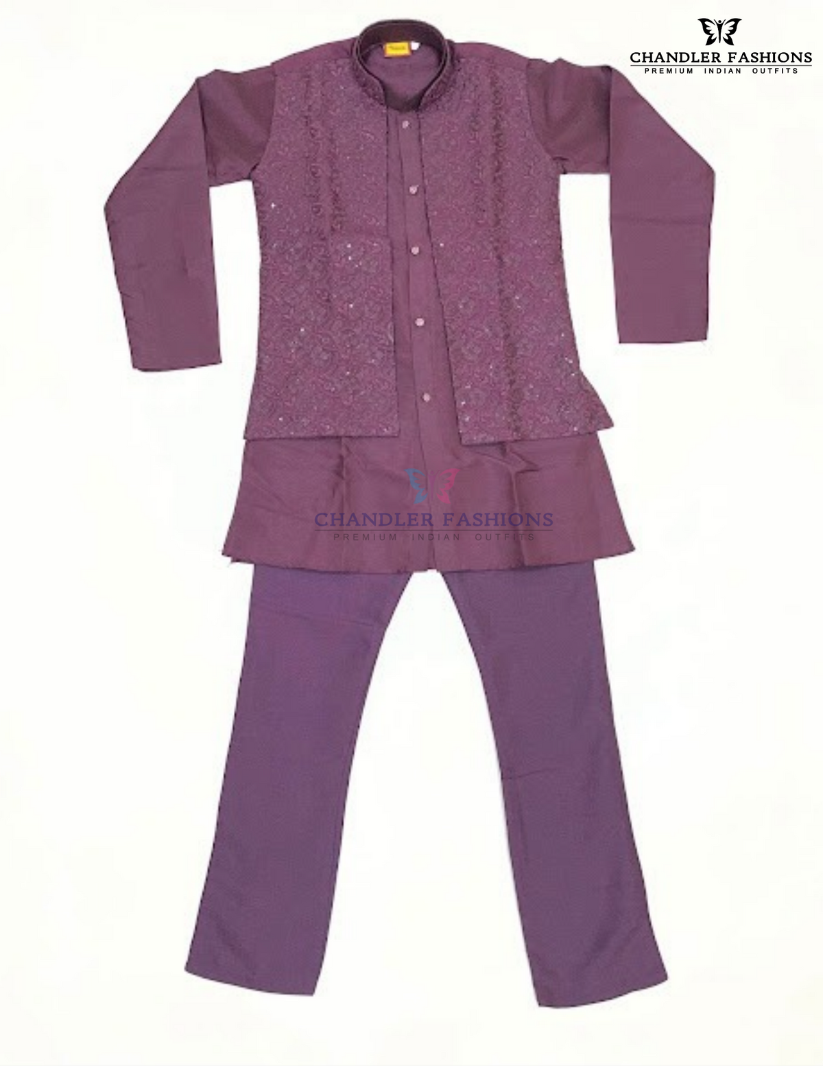Stunning Dark Purple Color Silk Sherwani With Embroidery And Sequins Work For Boys