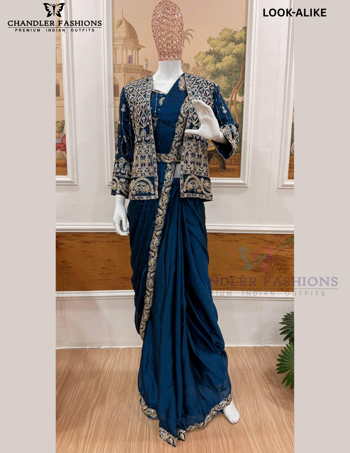 Blue Color Rangoli Silk Ready To Wear Saree In Mesa