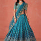 Wonderful Blue Color Georgette With Embroidery And Sequins Work Lehenga Choli With Dupatta For Women