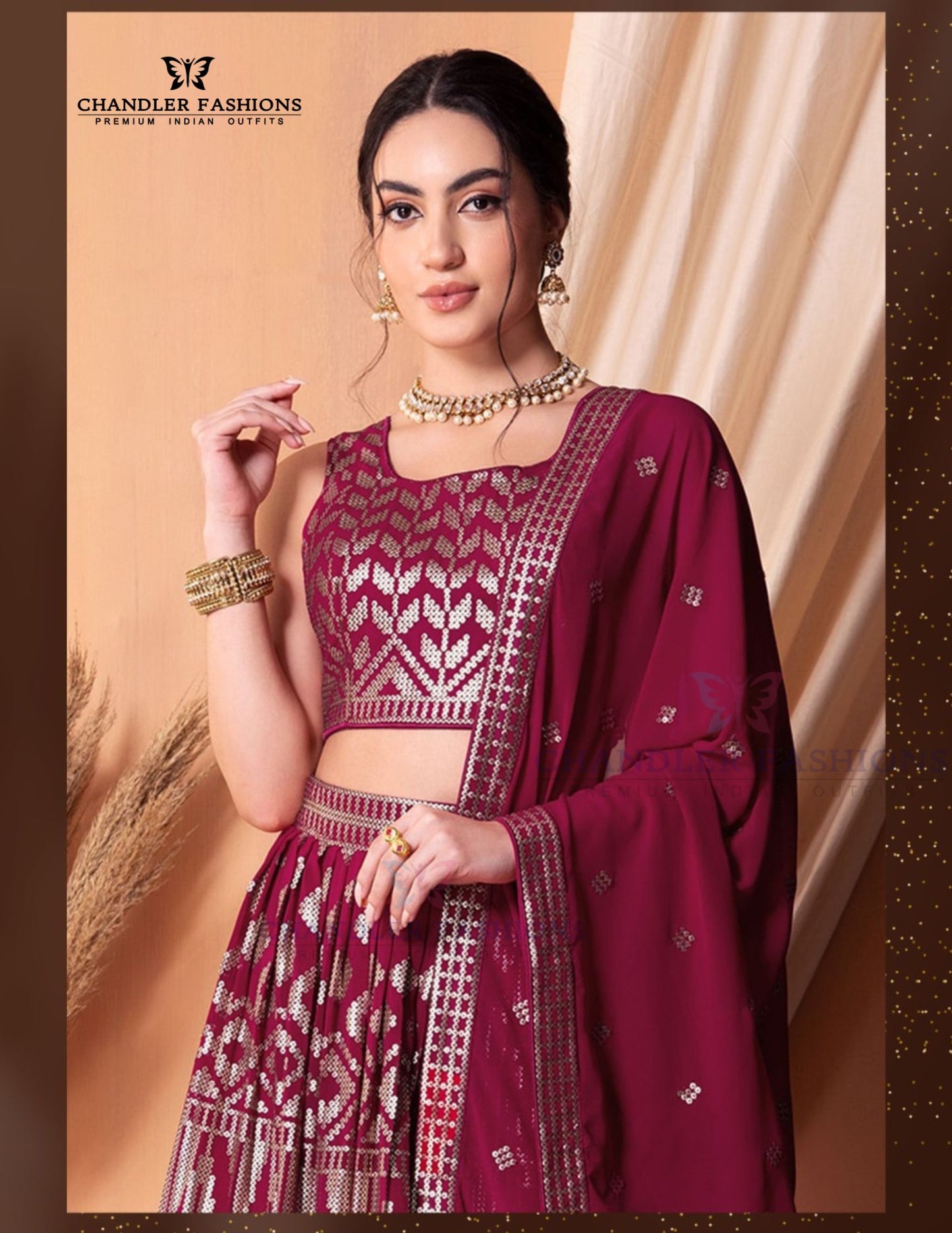 Pink Color Georgette With Embroidery And Sequins Work Lehenga Near Me