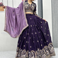 Purple Color Embroidery And Sequins Work Lehenga Choli With Dupatta In USA