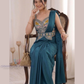 Gorgeous Teal Blue Color Ready To Wear Saree With Embroidery Work Near Me