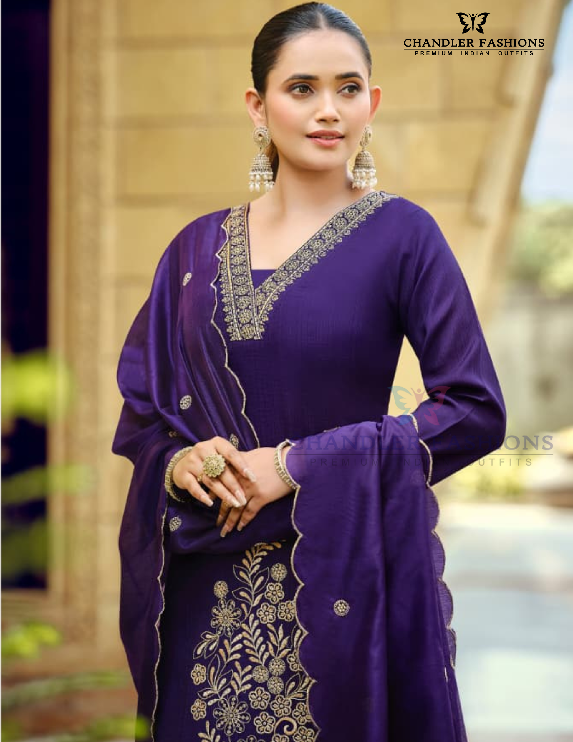 Purple Color Embroidery Work Salwar Suits Near Me