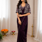 Wine Color Crepe Silk Saree Set Embroidery Koti Jacket And Sequin Work Near Me