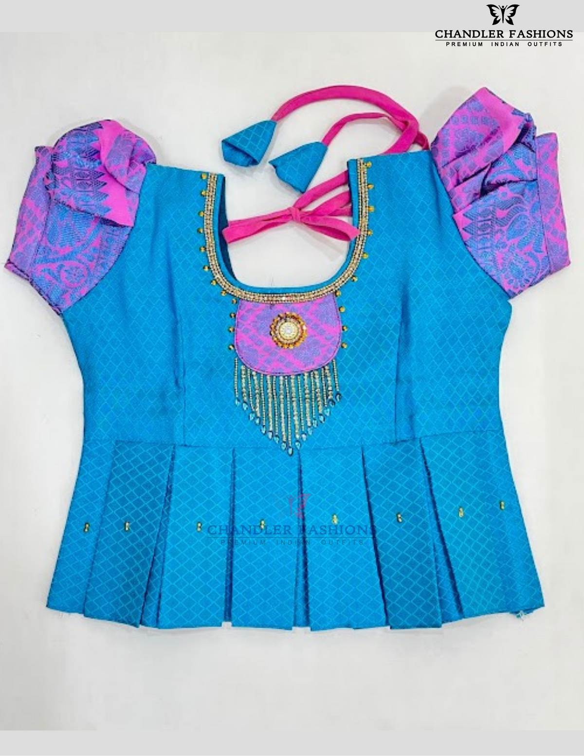 Sky Blue And Pink Color With Stones Work Langa Set In Yuma
